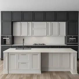 Kitchen neo classic navy blue white